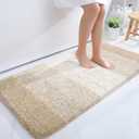OLANLY Bathroom Runner Rugs Mat 47x24, Extra Soft Absorbent Microfiber Bath Rugs, Rubber Backing, Quick Dry, Washable Long Bath Mats for Bathroom, Tub and Shower, Home Decor Accessories, Light Beige