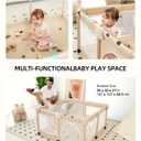 Joypony Baby Playpen, 50x50 in Small Play Pen for Babies and Toddlers, Playpen for Kids with Gate, Indoors Play Yard with Soft Breathable Mesh (Beige)