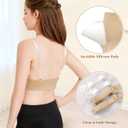 WYHDY Seamless Dance Bra for Teen Girls, Nude Training Bra with 2 Pairs of Clear Straps, Removable Silicone Pads,Sports (Beige) M
