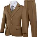 Boys Formal Suit 5 Piece Set, Toddler Tuxedos for Wedding, Suits for Teens Boy Dress School Clothes, 8Y