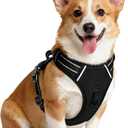 No Pull Dog Harness, No Chock Reflective Adjustable Soft Padded Pet Vest with Easy Control Handle, Easy Wearing with Stylish, Reinforced Knot, 2 Buckles (Large, Black)