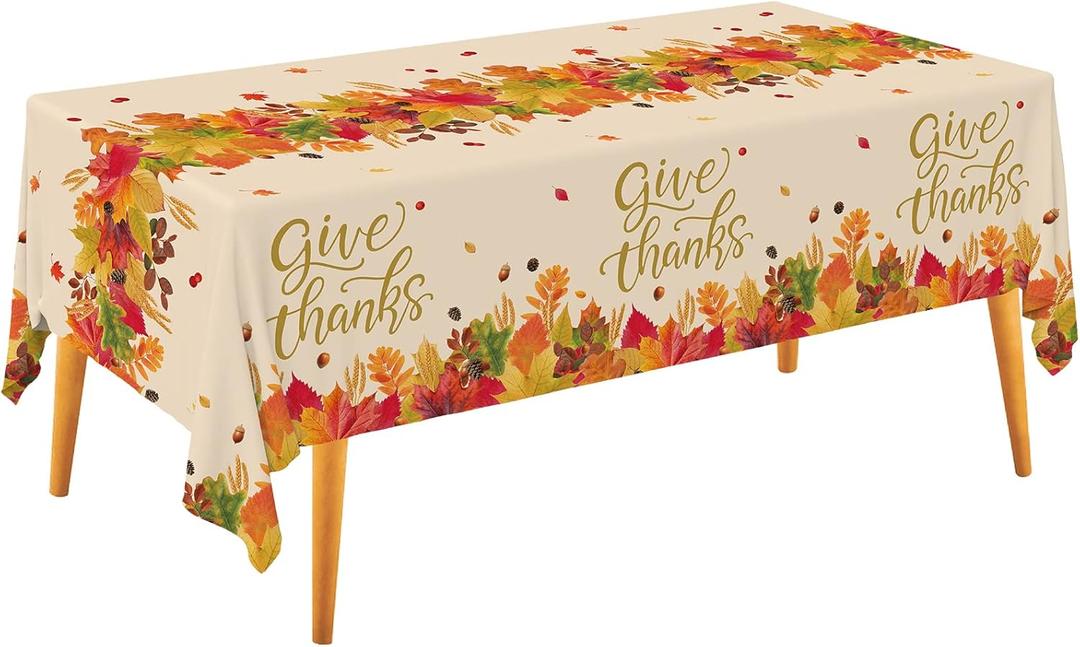 Gatherfun Fall Thanksgiving Decorations, Disposable Tablecloth, Plastic Table Cover for Autumn Party Decorations and Thanksgiving Party Decorations, 3 Pack, 54x108