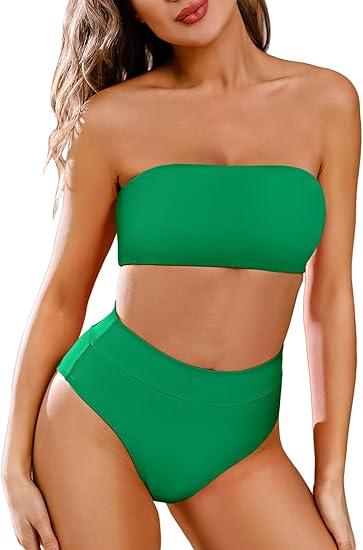 Pink Queen Women's Removable Strap Wrap Pad Cheeky High Waist Bikini Set Swimsuit Medium
