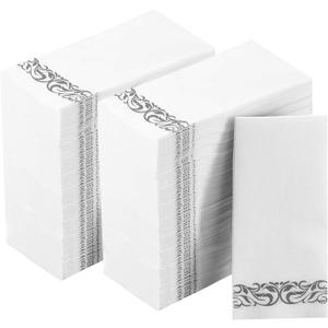 Vplus 400 Pack Paper Napkins Guest Towels Disposable Premium Quality 3-ply Dinner Napkins Disposable Soft, Absorbent, Perfect for Kitchen, Wedding, Parties, Dinners or Events(Silver)