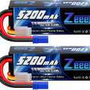 Zeee 4S Lipo Battery 5200mAh 14.8V 120C Hard Case Battery with EC5 Plug for RC Buggy Truggy 1/10 Scale Racing Truck Crawler Monster RC Car Boat(2 Pack)