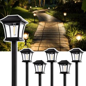 GIGALUMI Solar Pathway Lights 6 Pack Solar Lights, Waterproof Outdoor Path Light for Garden Yard Patio Lawn Porch Walkway Backyard Sidewalk (Warm White)