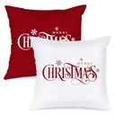 Lanpn 22x22 Red Christmas Lumbar Pillow Covers Set of 2, Xmas Decorations Cushion, Merry Christmas Pattern Pillowcase Pillows, Winter Holiday Decorative Pillow Case, Indoor Home Bedroom Sofa Decor