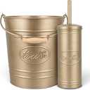 Autumn Alley Rustic Farmhouse Bathroom Trash Can and Toilet Brush Set - Rustic Bathroom Accessories for Charming Bathroom Décor, Antique Gold, 2 Gal. Capacity