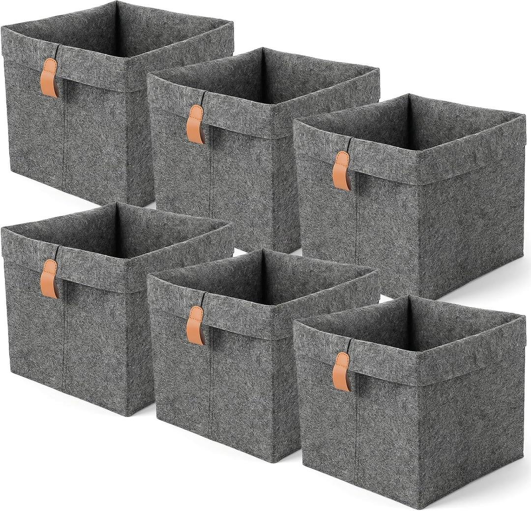 6 Pcs Storage Cubes Fabric Cube Storage Bin, 9 x 9 x 10 inch Cloth Cube Storages Bins, 12 L Foldable Foldable Fabric Storages Baskets Cubby Organizer for Organizing Clothes (Grey)