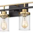 Emliviar Modern Bathroom Vanity Light - 4-Light Wall Lights for Bathroom, Black and Gold Finish with Clear Glass, YCE238B-4W BK+BG