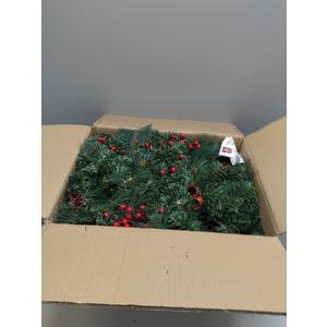 Christmas Garland with Lights 9FT, Lighted Christmas Garland Battery Powered 8 Lighting Modes, 50 LED Lights Garland, Red Berry, Christmas Pine Cone, for Stairs, Front Door, Christmas Decor