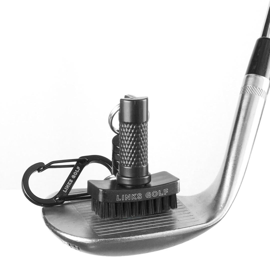 Links Golf Mini Golf Club Brush, Portable Golf Club Cleaner with Quick-Release Magnet & S-Carabiner Clip, Heavy Duty Nylon Bristles for Golf Bag, Cart and Pants