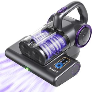FEPPO Mattress Vacuum Cleaner, 16Kpa Bed Vacuum Cleaner with 253.7nm UV-C Light, 140F Heat, HEPA Filter & Ultrasonic, Versatile Handheld Vacuums for Bed, Sofa, Couch, Crib(Corded, 500W) (Violet grey)