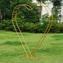 7FT Heart Shaped Metal Arch Frame, Wedding Arch Stand for Ceremony, Large Double Tube Balloon Arch for Wedding Backdrop (Gold)