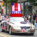 Gejoy 4ft 250th Anniversary Inflatables Hat with Lighted 4th of July Parade Golf Cart Decoration Patriotic Independence Day Spangled and Star Hat Top Blow up Car Roof Decor Outdoor Garden Yard(USA)