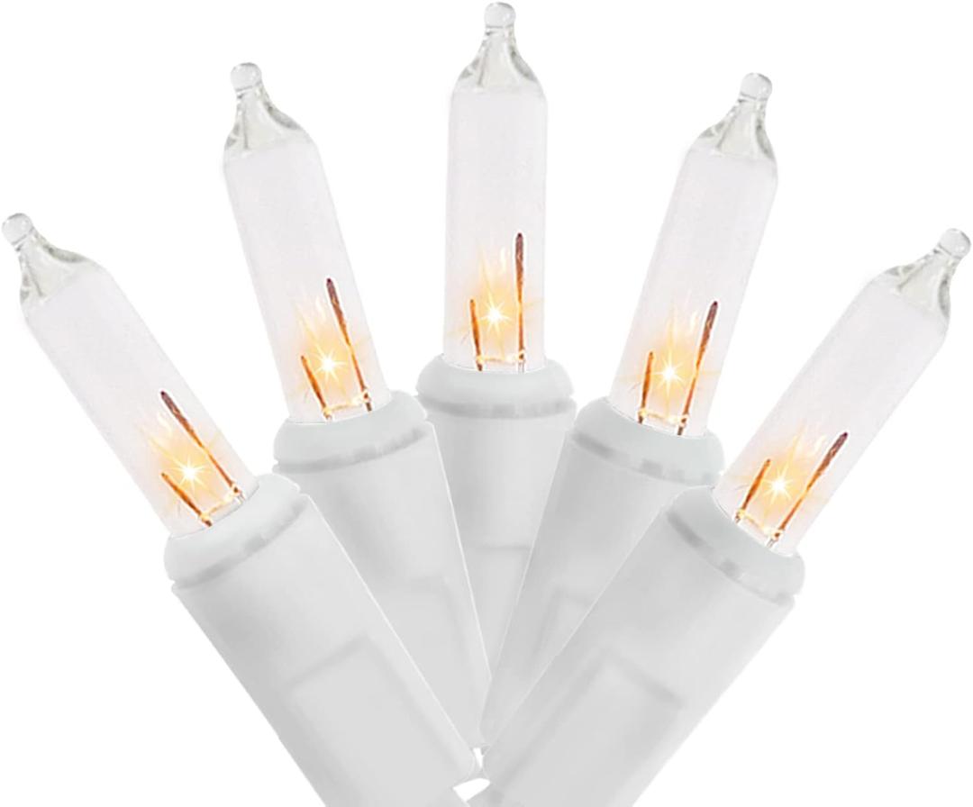 MULTI-SPARKING Christmas Lights 5Ft 10 Counts Classic Clear Incandescent Mini String Lights White Wire Warm White for Indoor and Outdoor Christmas Decorations, Non-Connectable