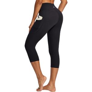 IUGA High Waisted Yoga Pants for Women with Pockets Capri Leggings for Women Workout Leggings for Women Yoga Capris X-Large, Black-capri