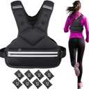 JoyPlus Adjustable Weight Vest,Strength Training Running Vest, Workout Equipment, Sport Exercise, Fitness, Weight Loss for Men 12LB, Women 8LB, Velcro or Buckle (Black 4-8LB)