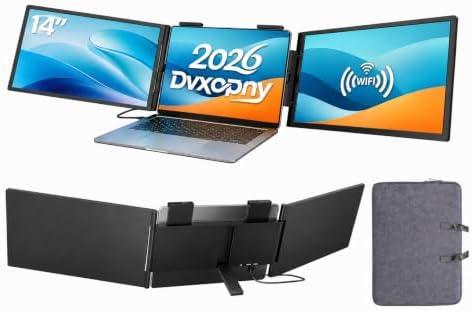 Dvxopny One Cable No Driver Laptop Screen Extender,14" FHD 1080P IPS Portable Monitor,1-Min Setup USB-C Plug and Play, Ultra-Slim Triple Screen for 12-15.6" Laptops Windows/MacOS/Android