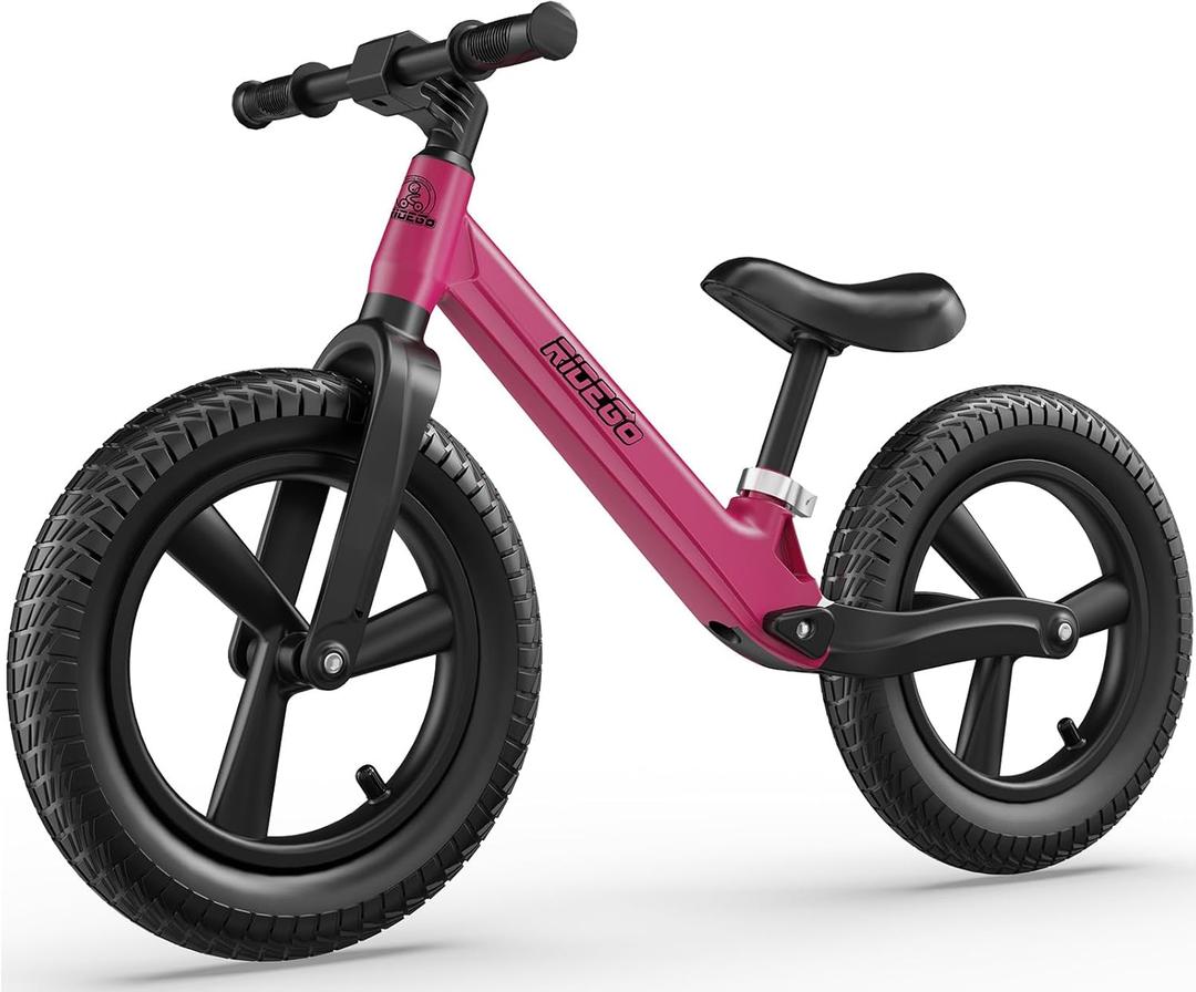 Ridego 14 Inch Balance Bike for Kids 3-6 Year Old,Lightweight Kids Bike with Adjustable Seat, Push Bicycle with Air Rubber TiresRide-on Toys Birthday Gift (Magenta Pink)