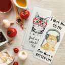 Cat Hand Towel Set - Cat Gifts for Cat, Set of 4 Cat Kitchen Towels 1624, Cat Tea Towels for Kitchen Decorative, Cute Cat Dish Towels