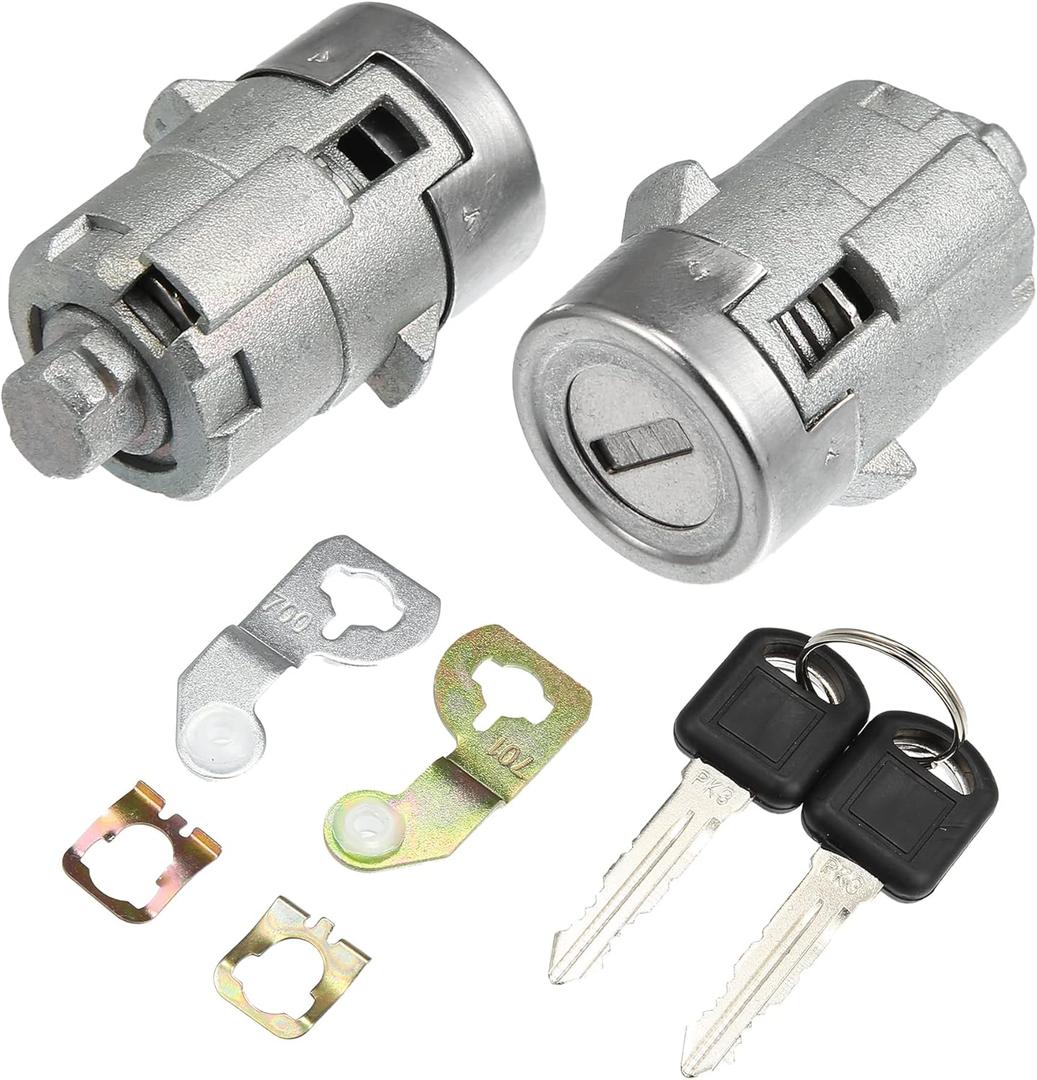 X AUTOHAUX 1 Pair Door Lock Cylinder Set w/ 2 Key for GMC Sierra 1500 2500 3500 Yukon for Chevy Silverado Tahoe Suburban for Hummer H2 for Cadillac Front Left Right Door Lock Tumbler 15298924