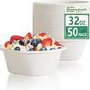 Homestockplus Disposable Soup Bowls 32oz [50 Pack] - Heavy Duty Deep Paper Bowls, Leakproof Compostable Containers for Ramen, Chili & Catering, Microwave Safe Bowls (White)