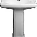 PROFLO PF14108 Alder Creek 25-1/2" Rectangular Vitreous China Pedestal Bathroom Sink with Overflow and 3 Faucet Holes at 8" Centers - White | Includes - Overflow and 3 Faucet Holes at 8" Centers - White