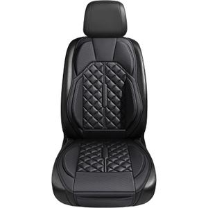 Car Seat Covers, Premium Perforated Napa Leather, Semi Universal Fit, Front Seat with Storage Bag, Full Set for SUV Truck Sedan (Black, Front Row Single seat)