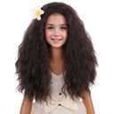 Brown Wig for Kids Girls Long Curly Wavy Brown Wig Dark Brown Child Wigs Synthetic Wigs