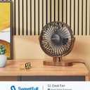 SWEETFULL 6.5 Inch USB Small Desk Fan, 3 Speeds Quiet Portable Desktop Table Fan, 360 Adjustment Personal Mini Fan for Home Office Car Outdoor Travel (Black wood grain)