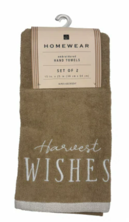 Homewear Embroidered Hand Towels - Harvest Wishes and It's Onder Fall Set Of 2 15x25