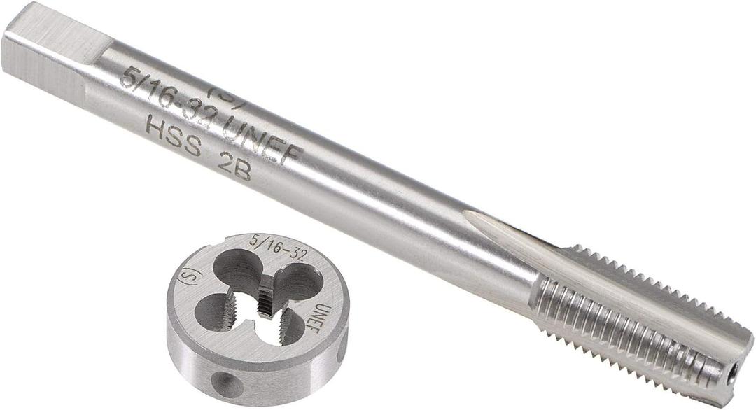 uxcell 5/16"-32 UNEF Tap and Die Set, HSS Machine Thread Tap with Round Threading Die, Right Hand