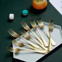 Gold Dinner Forks of 12, Berglander 7.9" Stainless Steel Titanium Shiny Gold Plating Fork And Spoons Silverware, Golden Table Forks Set Sturdy And Dishwasher Safe