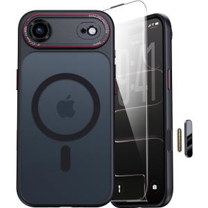 JUESHITUO Magnetic for iPhone 17 Air Case: Upgraded [Full Camera Protection], with [1X Screen Protector] [Camera Button], 6.5" Case for iPhone 17 Air, Black