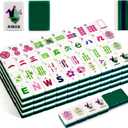 American Mahjong Tile Set(4 Layer), 1.2'' Mahjong Tile Set with Carrying Bag, 160 Green Travel Mahjong Set, 4 All-in-One Rack/Pushers & Accessories, Birthday Gifts for Women Mahjong Enthusiasts, 1.2 inches x 0.9 inches x 0.5 inches