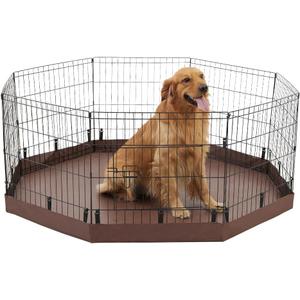 PJYuCien Dog Playpen Bottom Pad, Fits 24 Inch 8 Panels Regular Octagon Metal Exercise Pet Pen, Elastic Buckles Connections, Brown (Note:Fence Not Included)