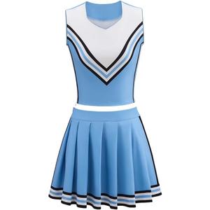 Olivia Cosplay Cheerleading Uniform Blue Tops Skirt Cheer Outfits Women Halloween Costume (Small)