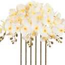 38 Inch Orchids Artificial Flowers 6 PCS Fake Orchids Velvet Silk Orchids Faux Orchid Flowers Long Stem Artificial Flowers for Tall Vase for Home Wedding Decoration(Champagne)