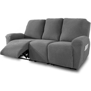 NORTHERN BROTHERS Recliner Couch Cover, Stretch Recliner Sofa Covers 3 Seater, Machine Washable Reclining Couch Covers, Furniture Protector Sofa Recliner Cover for Dog Kid, Light Gray