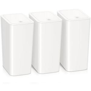 RTWDKFQ 3 Pack 4 Gallon Bathroom Small Trash Can with Lid, 15L Slim Garbage Bin Wastebasket with Pop-Up Lid for Bedroom, Office, Kitchen, Dorm, Fits Under Desk