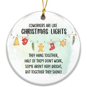 2 x Best Team Ever Ornament 2025, Coworkers Ornament  Decoration Quote Coworkers are Like Christmas Lights  White Elephant Gift for Team, Secret Santa, Workplace Appreciation Present for Colleagues