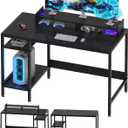 Computer Desk - 47 Gaming Desk, Home Office Desk with Storage, Small Table with Monitor Stand, Storage Space-Savor, Modern Table, Black