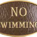 6" x 10" Small Oval No Swimming Statement Plaque Sign - Hammered Bronze