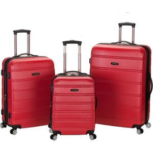 Rockland Melbourne Hardside 3 Piece Expandable Spinner Wheel Luggage Set, (20"/24"/28"), Red