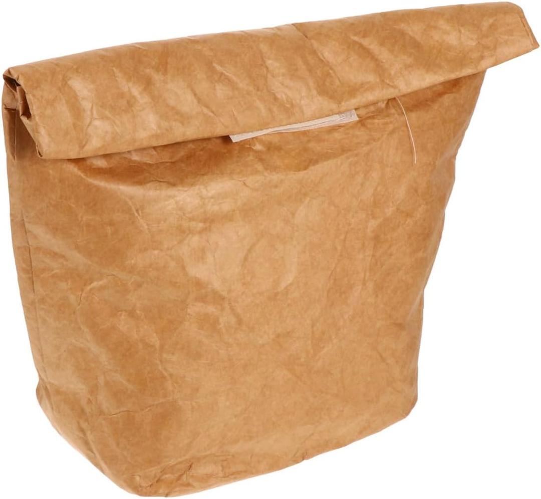 PRETYZOOM Kraft Bento Bag 12.20X11.81X4.33In Reusable Lunch Box Bag Environmentally-Friendly Insulated Cooler Tote Foldable Lightweight for Work Picnic