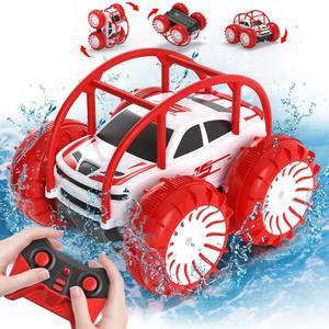 MaxTronic Amphibious Remote Control Car,Rechargeable RC Cars Toy 360 Flips Rotation Stunt Crawler 15KM/H 4WD All Terrain Outdoor Indoor Toy for Kids Boys Girls 3-12 (Red)