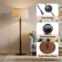 62" Tall Rustic Wood Floor Lamp for Living Room, Farmhouse Walnut Wood Floor Lamps with Linen Shade, UL Listed Standing Lamps with Wooden Base for Bedroom, Corner, Living Room, Office, Beige Shade