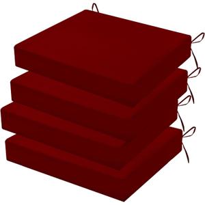 Outdoor Chair Cushions Set of 4, 18.5 x 16 Inch Patio Chair Cushions for Outdoor Furniture, Water Resistant, Non-Slip Ties(Dark Red)