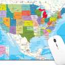 TSSOHU USA Map Mouse Pad Non-Slip Rubber Base Gaming MousePads for Computers Laptop Office, Computer Mouse Pad for Wireless Mouse, 9.5""x7.9""x0.12"" Inch(240mm x 200mm x 3mm), WMJMP2429